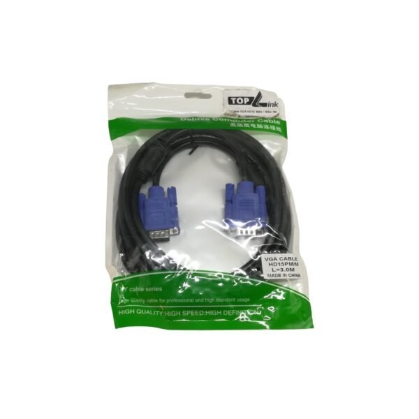 TopLink Câble VGA 3m 3Mètres HD Pour Récepteurs, TV, PC et Caméras