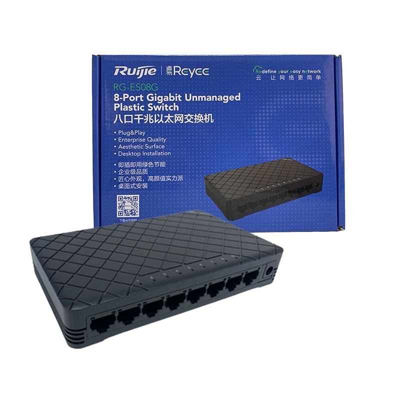 Switch Ruijie 8 Port Gigabit Non-Gérés en Plastique Modèle: RG-ES08G