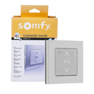 P1000409 240113 Somfy Télécommande Volet Roulant Murale SANS FIL SMOOVE SILVER 1CH RTS CANAL 433 42 MHz min