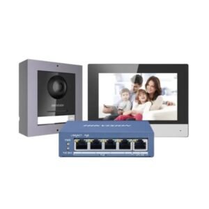 Hikvision Kit Videophone IP POE 1Plaque de Rue Extérieure + 1Moniteur Intérieur + 1Switch 5 Ports POE - DS-KIS602